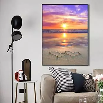 5D DIY Алмазная картина Пляж и закат Набор для вышивки крестом Мозаика Алмазная вышивка Роза Полный Круг/Квадрат Украшение для дома Round 30x40cm