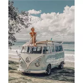 5D DIY Алмазная картина Пляжный пейзаж Набор для вышивки крестом Мозаика Алмазная вышивка Роза Полный Круг/Квадрат Украшение для дома Round 20x30cm