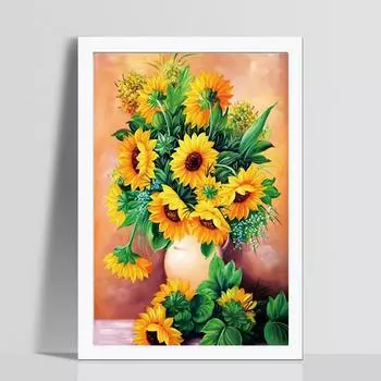 5D DIY Алмазная картина Подсолнух Цветочная композиция Алмазная вышивка Полный мозаичный набор Наборы для вышивки крестом Домашний декор Подарки ручной работы Round 20x30cm