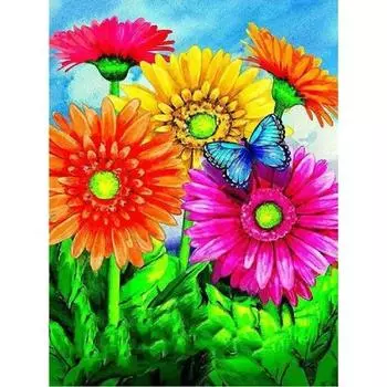 5D DIY Алмазная картина Подсолнух и бабочка Набор для вышивки крестом Мозаика Алмазная вышивка Роза Полный круглый/квадратный дрель Украшение дома Round 20x30cm
