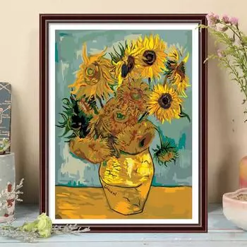 5D DIY Алмазная картина Подсолнух Картина Набор для вышивки крестом Мозаика Алмазная вышивка Полный круглый/квадратный дрель Украшение дома Round 30x40cm