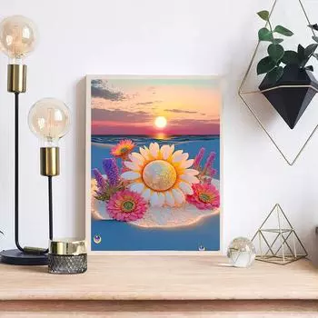 5D DIY Алмазная картина Подсолнух Плавательное кольцо Картина Набор для вышивки крестом Мозаика Алмазная вышивка Роза Полный круглый/квадратный дрель Украшение дома Round 30x40cm