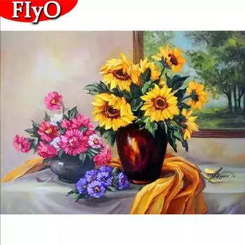 5D DIY Алмазная картина Подсолнух, полная круглая квадратная дрель, подарок ручной работы, Алмазная вышивка, цветок, вышивка крестиком, домашний декор Full Round (20X30CM)