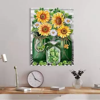 5D Diy Алмазная картина «Подсолнух в бутылке», набор для вышивки крестом, полная Алмазная вышивка, мозаика, художественная картина, декор из стразов, подарок Full Round 20x30cm