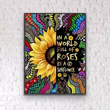 5D Diy Алмазная картина «Подсолнухи и буквы» Набор для вышивки крестом Полная алмазная вышивка Мозаика Художественная картина Стразы Декор Подарок Full Round 20x30cm