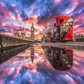 5D DIY Алмазная картина Поезд Пейзаж Алмазная вышивка Пейзаж Вышивка крестом Домашний декор 20*20 cm