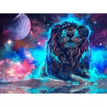 5D Diy Алмазная картина Полная дрель Галактика Лев Вышивка крестом Стразы Фотографии Вышивка Даймонд 20X30CM