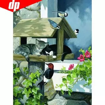 5D DIY Алмазная картина Полная дрель Круглая вышивка крестом Животное Алмазная мозаика Алмазная вышивка 20X30CM