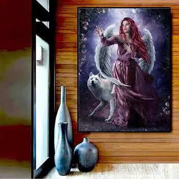 5D DIY Алмазная картина Полная круглая дрель Ангел Лиса Горный хрусталь Вышивка Крестом 20X30CM