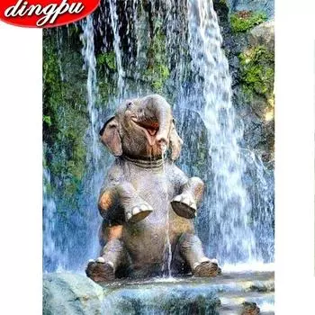 5D DIY Алмазная картина Полная круглая дрель Алмазная вышивка слона 20X30CM