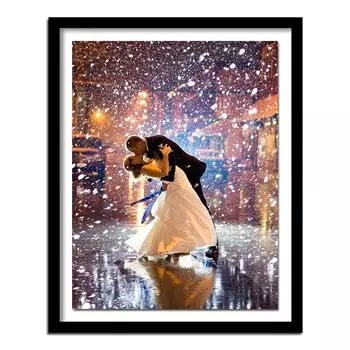 5d Diy Алмазная картина Полная круглая, вышивка крестиком, Алмазная романтическая картина «Любовный поцелуй» 20X30CM
