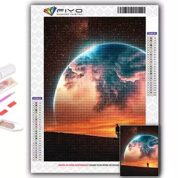 5D DIY Алмазная картина Полная луна Вышивка крестом Алмазная художественная вышивка Мозаика Домашний декор Full Round 20X30CM