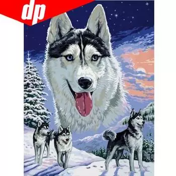 5D Diy Алмазная картина Полная «Волчья собака» Изображения Стразы Алмазная мозаика Алмазная вышивка 20X30