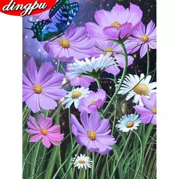 5D DIY Алмазная картина Полные круглые стразы Бабочка и цветок 20X30CM