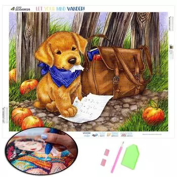5D DIY Алмазная картина Полный алмазный квадратный круглый животный горный хрусталь Алмазная вышивка Собака Ремесла Full Round 20X30CM
