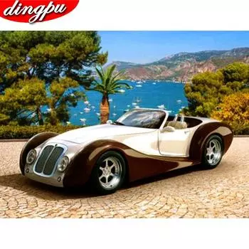 5D DIY Алмазная картина Полный дрель Автомобиль Ручная алмазная вышивка Пейзаж Мозаика Украшение