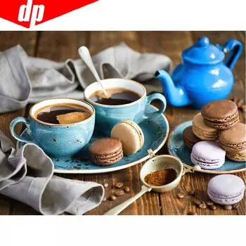 5D DIY Алмазная картина Полный дрель Круглый кофе Вышивка Продажа Фотографии Стразы Алмаз 20X30