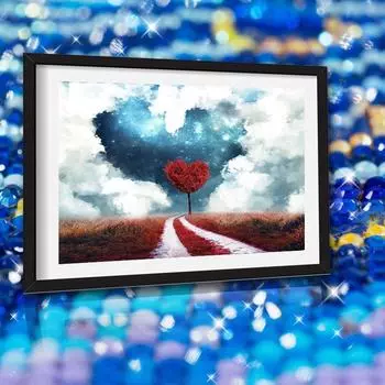 5D DIY Алмазная картина Полный дрель Пейзаж Дерево Алмазная вышивка Декорации Горный хрусталь Вышивка крестом 20X30CM