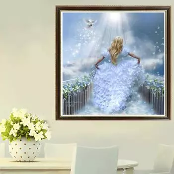 5D DIY Алмазная картина Полный круглый дрель Принцесса Голубь Вышивка Крестом 30x30CM
