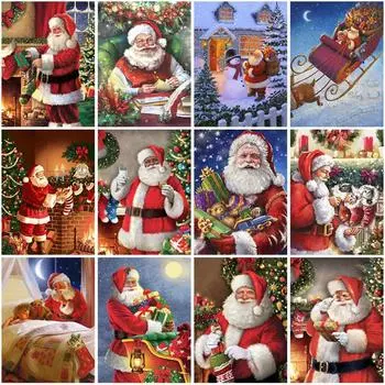 5D DIY Алмазная картина полный круглый дрель Санта-Клаус комплект вышивка мозаика вышивка крестиком стены книги по искусству Рождественский подарок домашний декор Full Round 20x30CM