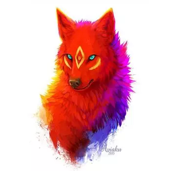 5D DIY Алмазная картина Полный круглый дрель Огненная лиса Вышивка крестиком подарок Домашний декор Подарок 20X30CM