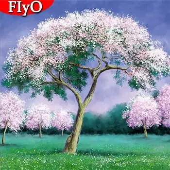 5D DIY Алмазная картина Полный круглый квадратный дрель Дерево Искусство Стразы Алмазная вышивка Пейзаж Мозаика Подарок ручной работы Full Round 30x30CM