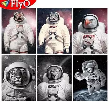 5D DIY Алмазная картина Полный Круглый Квадратный Пейзаж Астронавт Алмазная Вышивка Животных Стразы Мозаика Ремесленный Набор Full Round 20X30CM красный