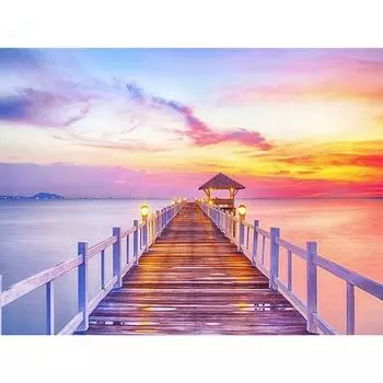 5D DIY Алмазная картина Полный круглый мост Пейзаж Алмазная вышивка крестом Мозаика Подарок Домашний декор Full Round 20x30CM