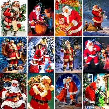 5D DIY Алмазная картина Полный круглый Рождественский комплект Вышивка Мозаика Картина Вышивка крестиком Наклейка на стену Подарок Украшение дома Full Round 20x30CM