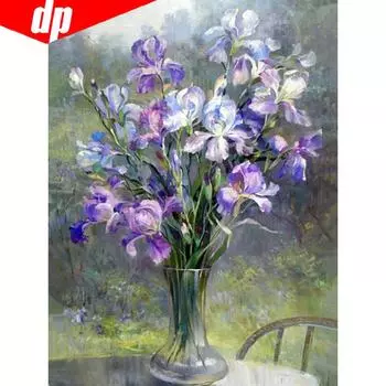 5D DIY Алмазная картина Полный круглый живописный цветок Вышивка Продажа Горный хрусталь Изображение 20X30