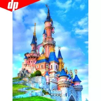 5D DIY Алмазная картина Полный круглый живописный Церковь Алмазная мозаика Вышивка Горный хрусталь Изображение 20X30