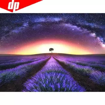 5D DIY Алмазная картина Полный круглый живописный Лаванда Вышивка Продажа Горный хрусталь Картинки 20X30