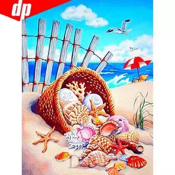 5D DIY Алмазная картина Полный круглый живописный Приморский хрусталь Картина Вышивка Продажа Алмаз 20X30
