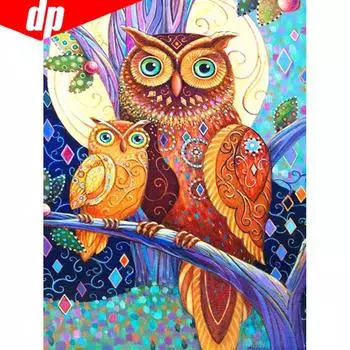 5D DIY Алмазная картина Полный круглый животное Сова Вышивка Продажа Картина Горный хрусталь Алмаз 20X30