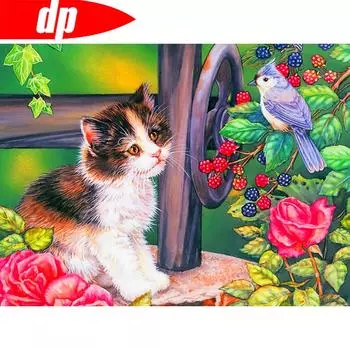 5D DIY Алмазная картина Полный круглый животное Кошка Вышивка Продажа Картина Горный хрусталь Алмазный домашний декор 20X30CM