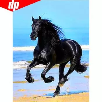 5D DIY Алмазная картина Полный круглый животное Лошадь Алмазная мозаика Вышивка Горный хрусталь Изображение 20X30