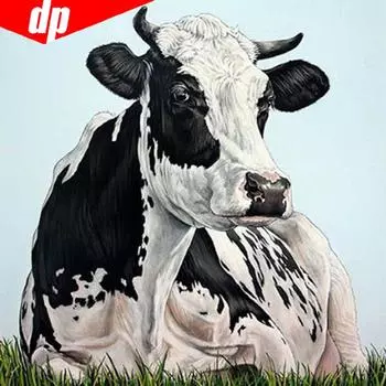 5D DIY Алмазная картина Полный круглый животных Корова Алмазная вышивка Мозаика Полный дисплей Изображение 30x30CM