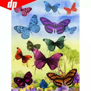 5D DIY Алмазная картина Полный круглый животных Бабочка Алмазная вышивка Мозаика 20X30