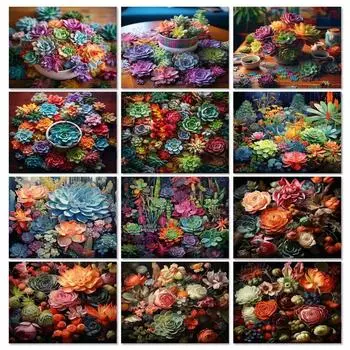 5d DIY Алмазная картина Полный квадрат Суккулентные растения Алмазная вышивка Бисер Наборы Мозаика Цветок Стразы Картина Full Round 20x30CM