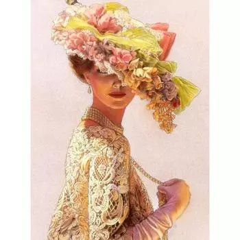 5D DIY Алмазная картина Портрет Женская шляпа Алмазная вышивка Полный набор мозаики Вышивка крестом Домашний декор Подарки ручной работы Round 20x30cm