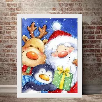 5D Diy Алмазная картина Прекрасный Санта-Клаус Набор для вышивки крестом Полная алмазная вышивка Мозаика Художественная картина Стразы Декор Подарок Full Round 20x30cm