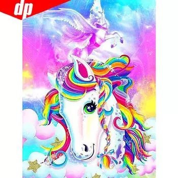5D DIY Алмазная картина Продажа Лошадь Алмазная вышивка Полная круглая мозаика Изображение Стразы 20X30CM