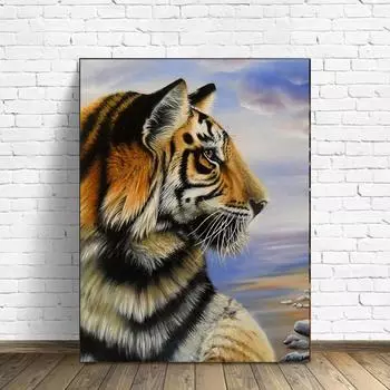 5D DIY Алмазная картина Профиль тигра Полный комплект Мозаика Животное Вышивка крестом Детская комната Декор 30*40cm/11.8*15.7in
