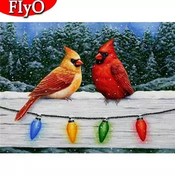 5D DIY Алмазная картина Птица Полная площадь Ручная работа Алмазная вышивка Животное Мозаика Зимнее рукоделие Рождественский подарок Full Round (20X30CM)
