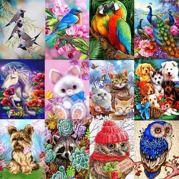 5D DIY Алмазная картина Птица Сова Пейзаж Алмазная вышивка Набор для вышивки крестом Полный горный хрусталь Мозаика Домашний декор Round 20x30cm