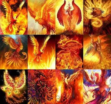 5D DIY Алмазная картина Пылающий Феникс Алмазная мозаика Алмазная вышивка Полный набор Наборы для вышивки крестом Домашний декор Подарки Round 20x30cm