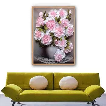 5D Diy Алмазная картина Пышные красные цветы Набор для вышивки крестом Полный алмазная вышивка Мозаика Художественная картина Стразы Декор Подарок Full Round 20x30cm