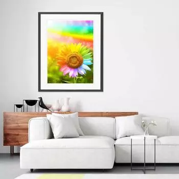 5D Diy Алмазная картина Радуга Хризантема Набор для вышивки крестом Полная Алмазная вышивка Мозаика Искусство Картина Стразы Декор Подарок Full Round 20x30cm