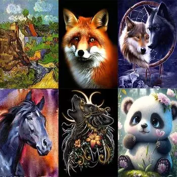 5D DIY Алмазная картина Различные животные Алмазная вышивка Набор крестиков Полный горный хрусталь Мозаика Украшение дома Подарок Round 20x30cm