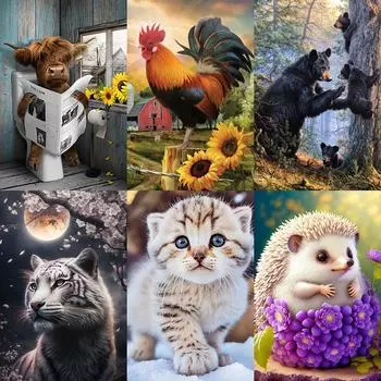 5D DIY Алмазная картина Различные животные Алмазная вышивка Набор для вышивки крестом Полный горный хрусталь Мозаика Домашний декор Подарок Round 20x30cm